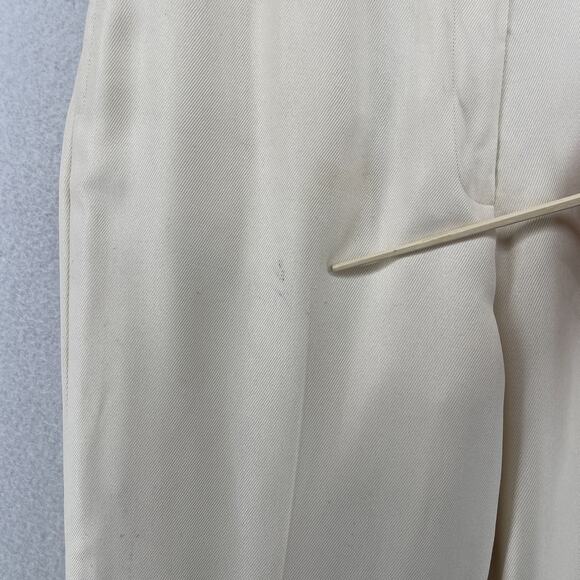 TALBOTS Pants 8P Petites Pure Silk Twill High Rise Dress Trousers Off White VTG - Picture 10 of 15